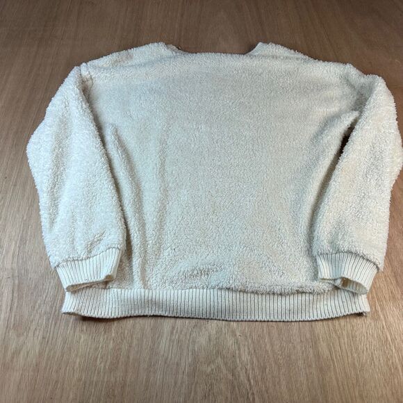 Alison Andrews Women’s Sherpa Fleece Sweater Ivory Cream Size M Cozy Knit - Picture 2 of 5